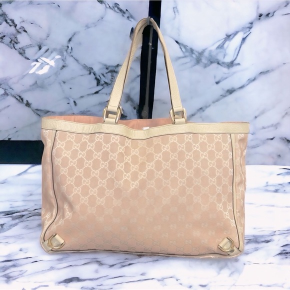 Pink & White Gucci D-Ring Abbey Tote - Picture 2 of 11